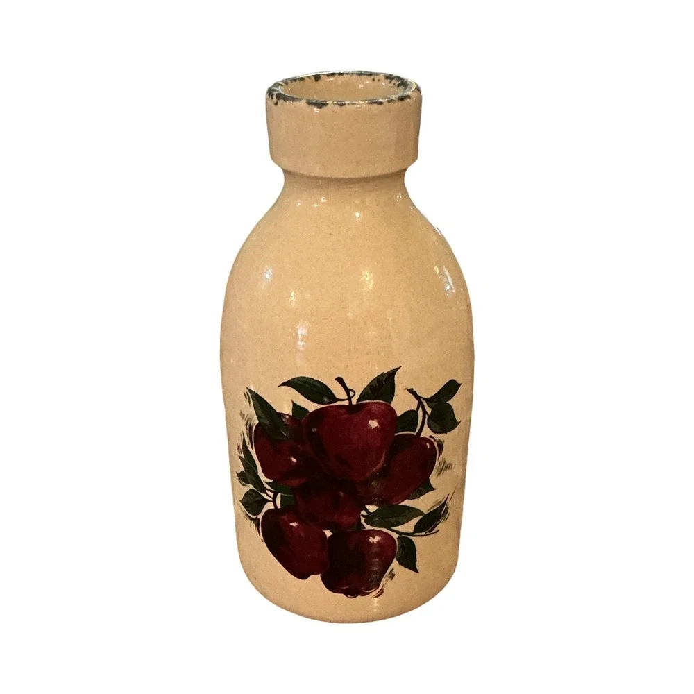 Vintage Home & Garden Party Stoneware Apple Crock Bottle Vase Made in USA